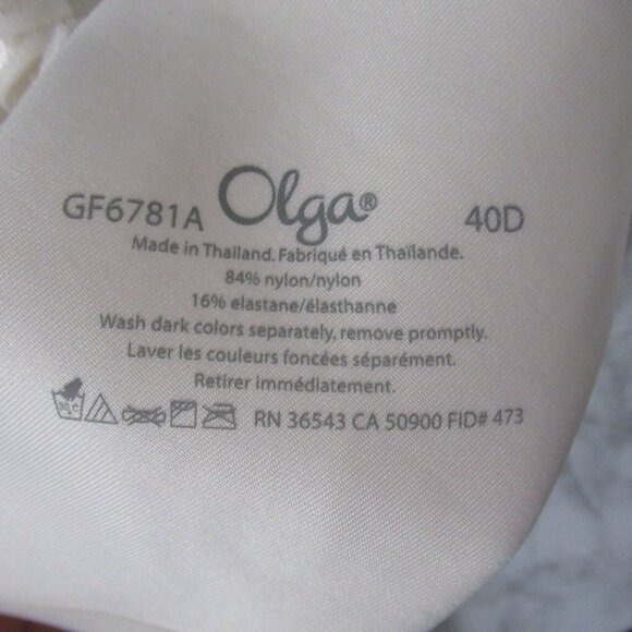 Olga Bra 40D Off White Lace Underwire GF6781A - Picture 2 of 6